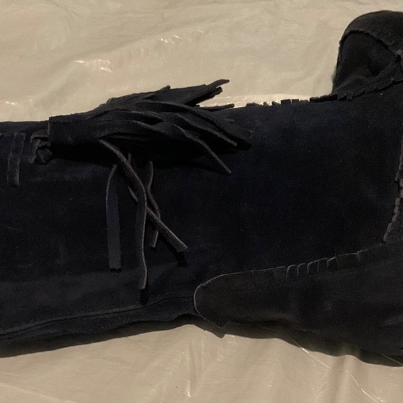 BLUE SUEDE  BOOTS SIZE 8 . ,FRINGES . - Picture 6 of 11